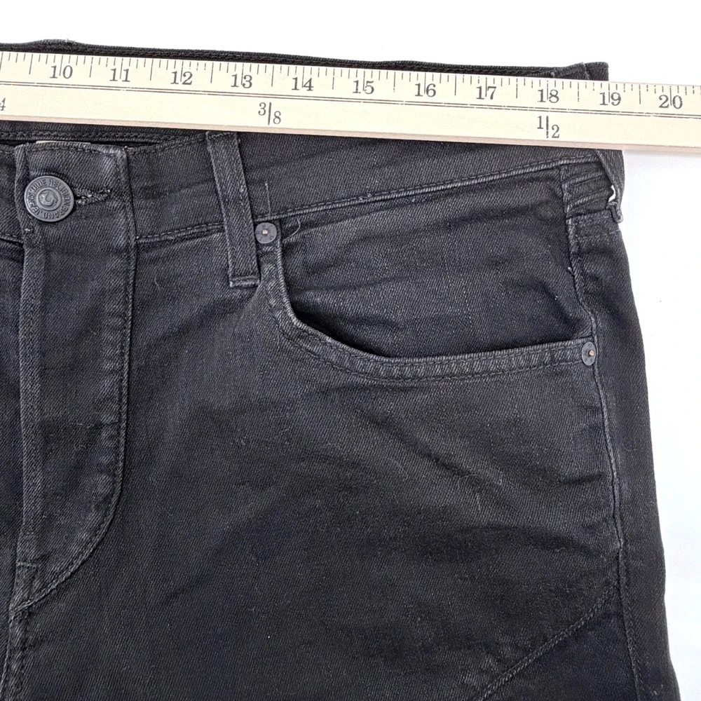 True Religion Rocco Moto Jeans Mens 34 Black Relaxed Skinny Skater Biker Moto